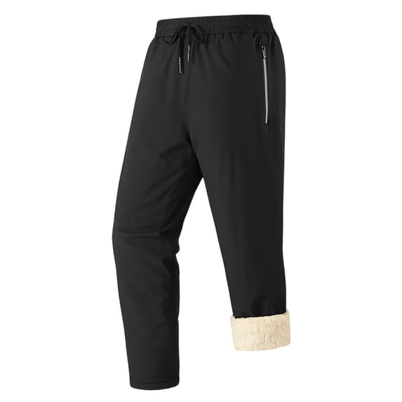 FRSASU Mens Winter Warm Sherpa Lined Active thermal Jogger Fleece Sweatpants Pant Black