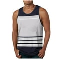 thumbnail image 1 of FRSASU Mens Workout Tank Tops Casual Striped Sleeveless Muscle Shirts Cotton Gym Stretch Tee Shirt Navy, 1 of 4