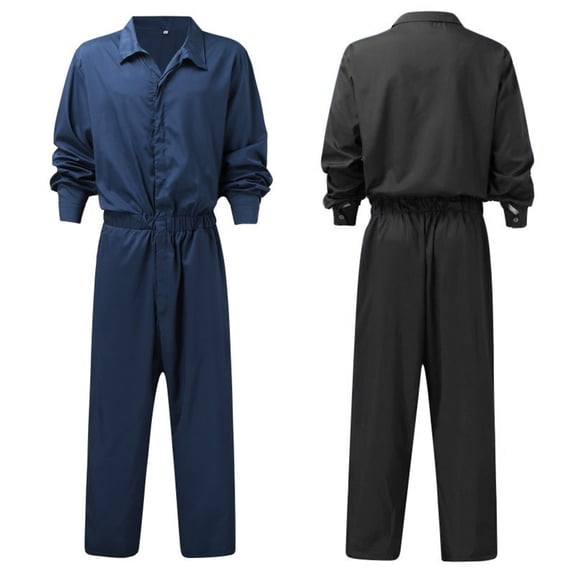 FRSASU Mens Workwear Coveralls Multi Pockets Work Suit Mechanic Overalls Jumpsuits Button Down Long Sleeve Coverall Dark Blue