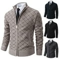 thumbnail image 1 of FRSASU Mens Zip up Cardigan Sweater Slim Fit Casual Full Zip Sweaters Knit Stand Collar Cardigans Navy, 1 of 8
