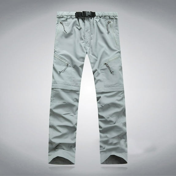 FRSASU Mens outdoor Hiking Pants Quick Dry Lightweight Fishing detachable assault pants sports long storm pants Gray