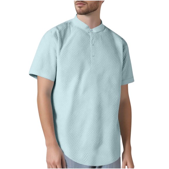 FRSASU Mens solid color Short Sleeve T-Shirts Casual textured jacquard Texture Crewneck Pocket Tee Tops Loose Fit Shirt Mint Green