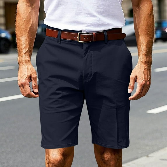 FRSASU Mens solid color button zipper Lightweight Hiking Shorts for Summer Athletic Casual Sports Outdoor Pockets Navy