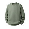 thumbnail image 1 of FRSASU Mens solid color waffle Long Sleeved Round Neck Pullover Casual and Comfortable Green, 1 of 2