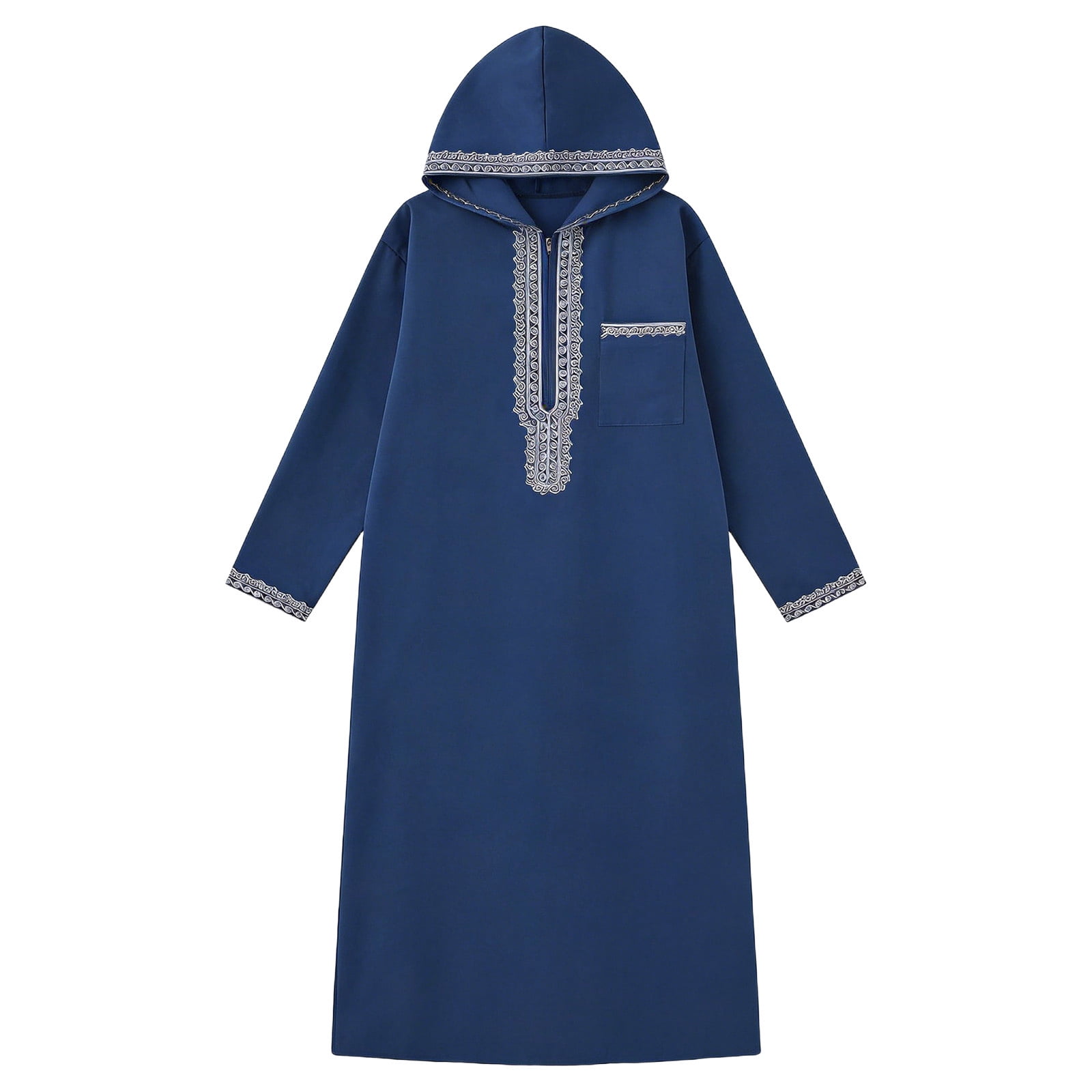 FRSASU Muslim Men's Robes Loose Embroidered Robes Arabic Thobe Ethnic ...