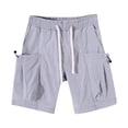 thumbnail image 1 of FRSASU New Summer Beach Shorts for Men Fashion Candy Color Big Pocket Cargo Shorts Casual High Street Loose Fit Knee Length Trousers Gray, 1 of 5