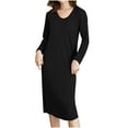 thumbnail image 1 of FRSASU Nightgown Women Long Sleeve Sleepwear Full Length Long Nightshirt Soft Loungewear Black, 1 of 4