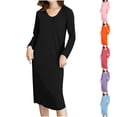 thumbnail image 1 of FRSASU Nightgown Women Long Sleeve Sleepwear Full Length Long Nightshirt Soft Loungewear Sky Blue, 1 of 4