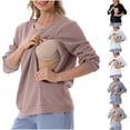thumbnail image 1 of FRSASU Nursing Sweatshirt Long Sleeve Round Neck Breastfeeding Shirts Zipper Maternity Pumping Tops Pregnancy Cotton Pullover White, 1 of 9