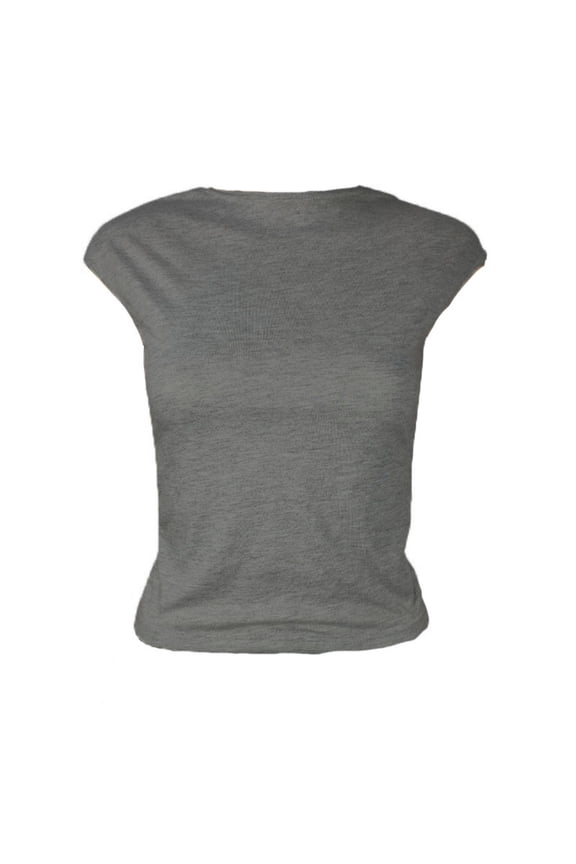Open Back Top for Woman Backless T-Shirts Short Sleeve Cute Going Out Tops Slim Fit Crewneck Summer Casual Tops Dark Gray