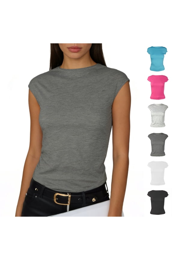 Open Back Top for Woman Backless T-Shirts Short Sleeve Cute Going Out Tops Slim Fit Crewneck Summer Casual Tops White