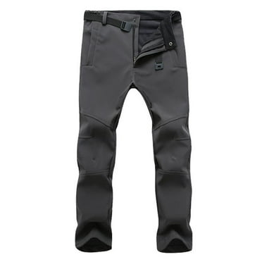 FRSASU Outdoor Pants Hiking Pants Thick Fall Winter thermal Fleece Sweat Absorbent Gray S