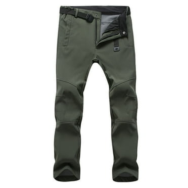 FRSASU Outdoor Pants Hiking Pants Thick Fall Winter thermal Fleece Sweat Absorbent Green S