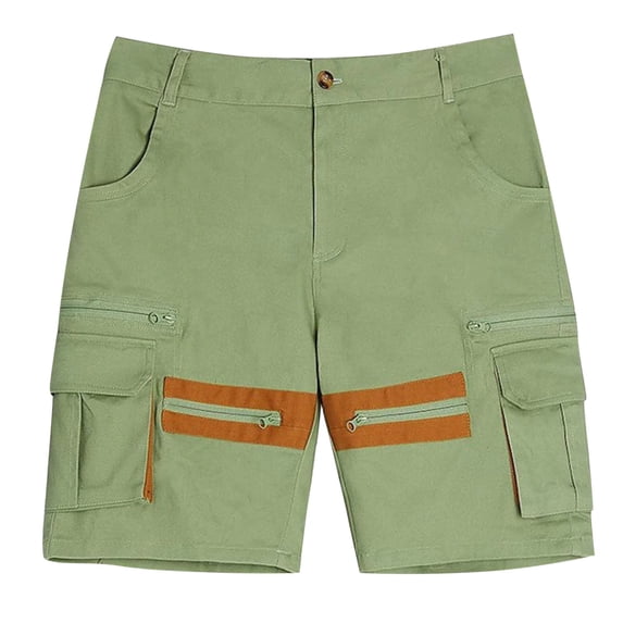 FRSASU Outdoor Tactical Cargo Shorts for Men Summer New Fashion Multi Pockets Patchwork Loose Breathable Shorts Green