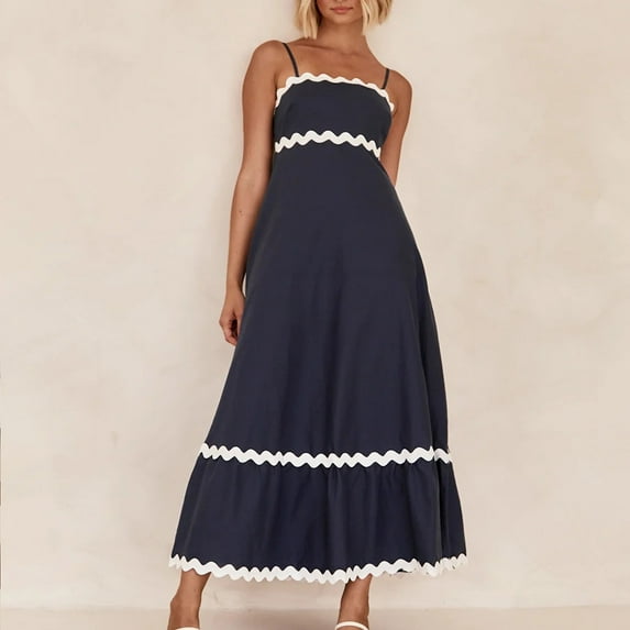 FRSASU Pajama Dress for Women 锛學omen'S Comfortable Color Halter Top Chest Mid-Length Dress Halter Neck Dress Dark Gray 6(M)