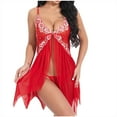 thumbnail image 1 of FRSASU Pajama Dress for Women 锛學omen'S One-Piece Dress Lace Uniform Perspective Seductive Suit Red 10(XL), 1 of 4