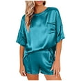 thumbnail image 1 of FRSASU Pajama Sets for Women Clearance，Women'S Two Piece Silk Solid Sleepwear Nightwea Soft Pajamas Sets Blue 4(S), 1 of 3
