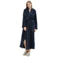 thumbnail image 1 of FRSASU Pajamas Women Solid Thicken Velvet Robe Bathrobe Gown Pajamas Sleepwear Pocket Waistband Navy 8(L), 1 of 6