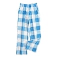 thumbnail image 1 of FRSASU Pajamas Pants for Women Plaid Printed Flannel Warm Fleece Fuzzy Lounge Trousers Soft Wide Leg Sleepwear Cute Pants Blue, 1 of 6