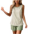 thumbnail image 1 of FRSASU Pajamas Set for Women 2 Piece Ribbed Knit Lounge Set Sleeveless Crew Neck Matching Shorts Sleepwear Soft Pjs Mint Green, 1 of 5