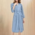 thumbnail image 1 of FRSASU Pajamas for Women 锛學omen'S Solid Color Strappy Bathrobe Home Clothing Can Be Worn Externally with Ice Silk Pajamas and Pajamas Blue 14(XXXL), 1 of 4