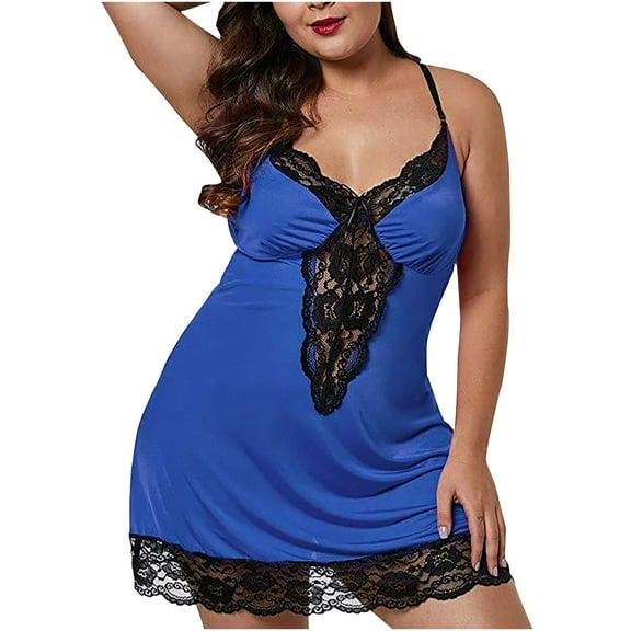 FRSASU Pajamas for Women omen'S Lace Pajama Suspender Suit Blue 12(XXL)