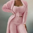 thumbnail image 1 of FRSASU Pajamas for Women omen'S Solid Vests and Long Sleeve Overcoat Tops and Long Pants Suits Pajamas 3-Piece Set Pink 12(XXL), 1 of 5