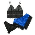 thumbnail image 1 of FRSASU Pajamas for Women Women V-Neck Eyelash Lace Stain Camisole Pajamas Bowknot Shorts Set Blue M(M), 1 of 6