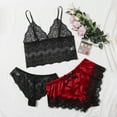 thumbnail image 1 of FRSASU Pajamas for Women Clearance，Women V-Neck Eyelash Lace Stain Camisole Pajamas Bowknot Shorts Set Red XL(XL), 1 of 6