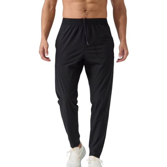 FRSASU Performance Men's Athletic Jogger Pants – Stretch Nylon Gym Active Workout Joggers with Pockets for Men Black