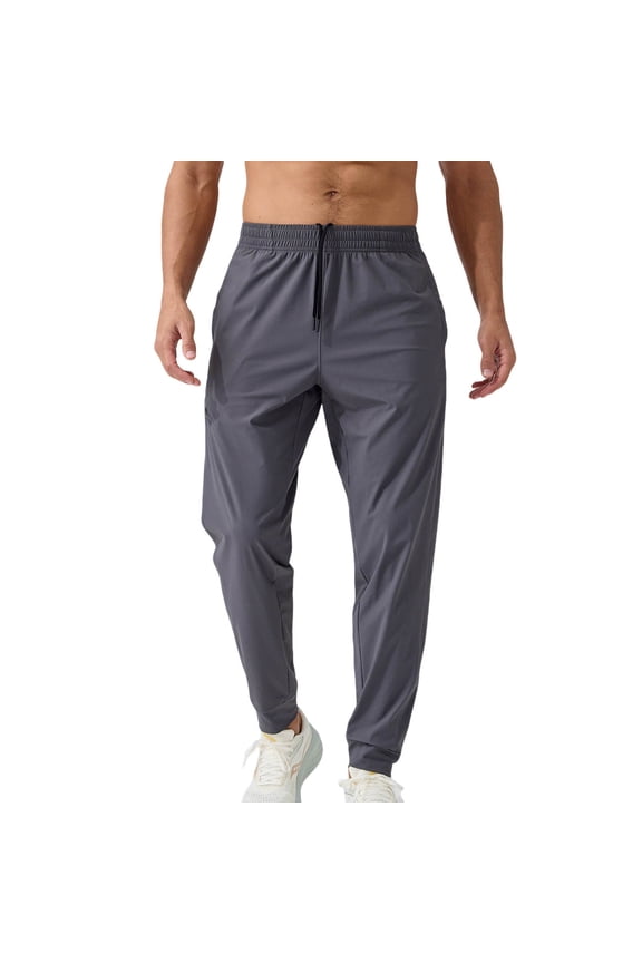 Performance Men's Athletic Jogger Pants – Stretch Nylon Gym Active Workout Joggers with Pockets for Men Dark Gray