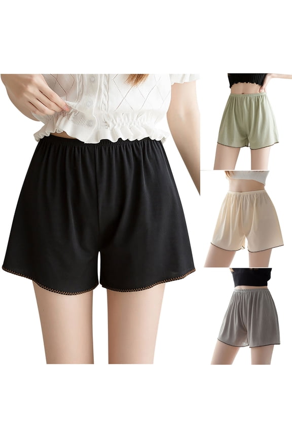 Pettipants for Women Plus Size Half Slip Culotte Satin Shorts Loose Bloomers Split Skirt for Under Dress Gray