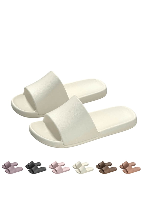 Pillow Slippers for Women and Men, House Cloud Slides Shower Sandals, Cushioned Thick Soft Sole Quick Dry Home Shoes White
