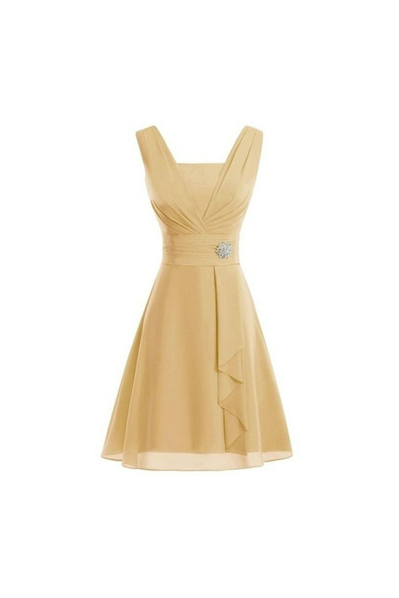 Plus Size Women formal Wedding Bridesmaid High-waist Party Ball Prom Gown Cocktail Dress Yellow XXXXXL(XXXXXL)