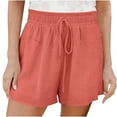 thumbnail image 1 of FRSASU Plus Size Women's Solid Color Wide Leg Loose High Waist Lace-Up Shorts Pants Pink 10(XL), 1 of 8