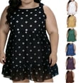 thumbnail image 1 of FRSASU Plus Size Summer Tank Dress for Women Casual Sleeveless Crewneck Polka Dot Printed Ruffle Dress Yellow, 1 of 7