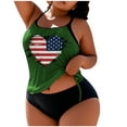 thumbnail image 1 of FRSASU Plus Size Tankini Swimsuits for Women Vinatge American Flag Print Two Piece Bathing Suits Modest Tank Top with Bottom Swim Suit Green, 1 of 5