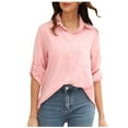 thumbnail image 1 of FRSASU Plus Size Tops Clearance Women Pockets Solid Turn-Down Neck Cardigan Long Sleeve Loose T-Shirt Autumn Blouse Button Tops, 1 of 8