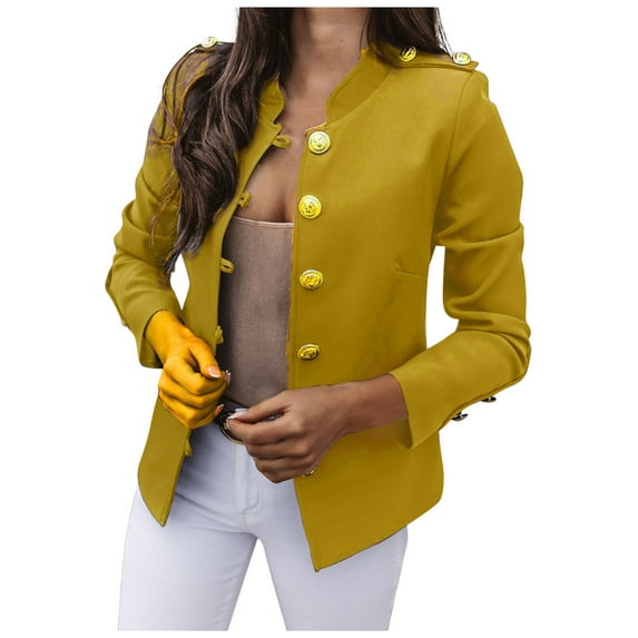 FRSASU Plus Size Women Coats Women'S Solid Color Long-Sleeved Slim-Breasted Small Suit Short Coat Top