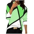 thumbnail image 1 of FRSASU Plus size Women's Stitching Contrast Color Long Sleeve T-shirt Blouse Green 12(XXL), 1 of 5