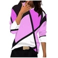 thumbnail image 1 of FRSASU Plus size Women's Stitching Contrast Color Long Sleeve T-shirt Blouse Hot Pink 8(L), 1 of 5