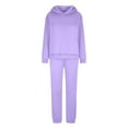 thumbnail image 1 of FRSASU Plus size Women's Thickened Velvet Long Sleeved Sweater Trousers Two-piece Suit Purple 6(M), 1 of 5