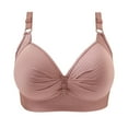 thumbnail image 1 of FRSASU Plus size Woman's Printing Gathered Together Large Size Daily Bra Underwear No Rims Pink XXXL, 1 of 3