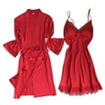 thumbnail image 1 of FRSASU Plus size Pajamas New Satin Silk Pajamas Nightdress Women Robes Underwear Sleepwear Lingerie Red XXXL(XXXL), 1 of 9