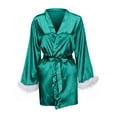 thumbnail image 1 of FRSASU Plus size clearance Pajamas Satin Silk Pajamas Women Nightdress Lingerie Robes Underwear Sleepwear Feather Green M(M), 1 of 7