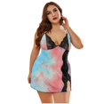 thumbnail image 1 of FRSASU Plus size Pajamas Women Lace Lingerie Deep V-Neck Sleepwear Underwear Dress G-string Nightdress Pink XXL, 1 of 8