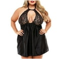 thumbnail image 1 of FRSASU Plus size Pajamas Women Lingerie Lace Halter Hollow Out Temptation Underwear Nightdress Sleepwear Suit Black XXL(XXL), 1 of 8