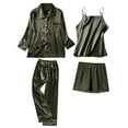 thumbnail image 1 of FRSASU Plus size clearance Pajamas Women's Satins Silk Nightwear Tank Tops Shorts Blouse Trousers Four-Piece Pajamas Sets Army Green 12(XXL), 1 of 7