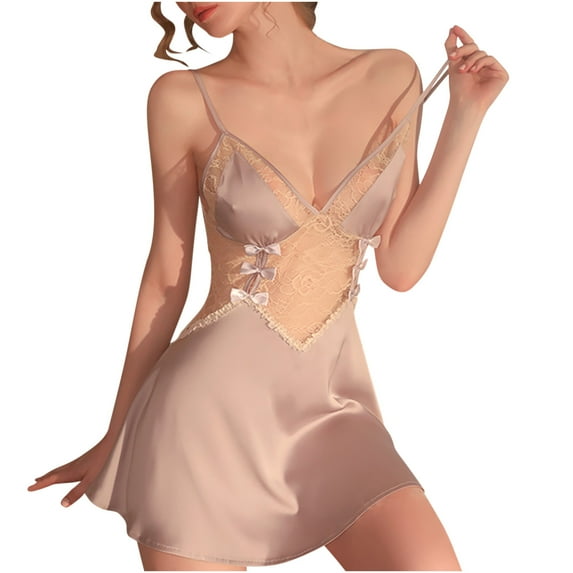 FRSASU Plus size Pajamas Women's Underwear Mesh Lace Slip Nightdress Home Wear Purple Free Size(Free Size)