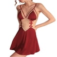 thumbnail image 1 of FRSASU Plus size Pajamas Women's Underwear Mesh Lace Slip Nightdress Home Wear Red XL(XL), 1 of 3